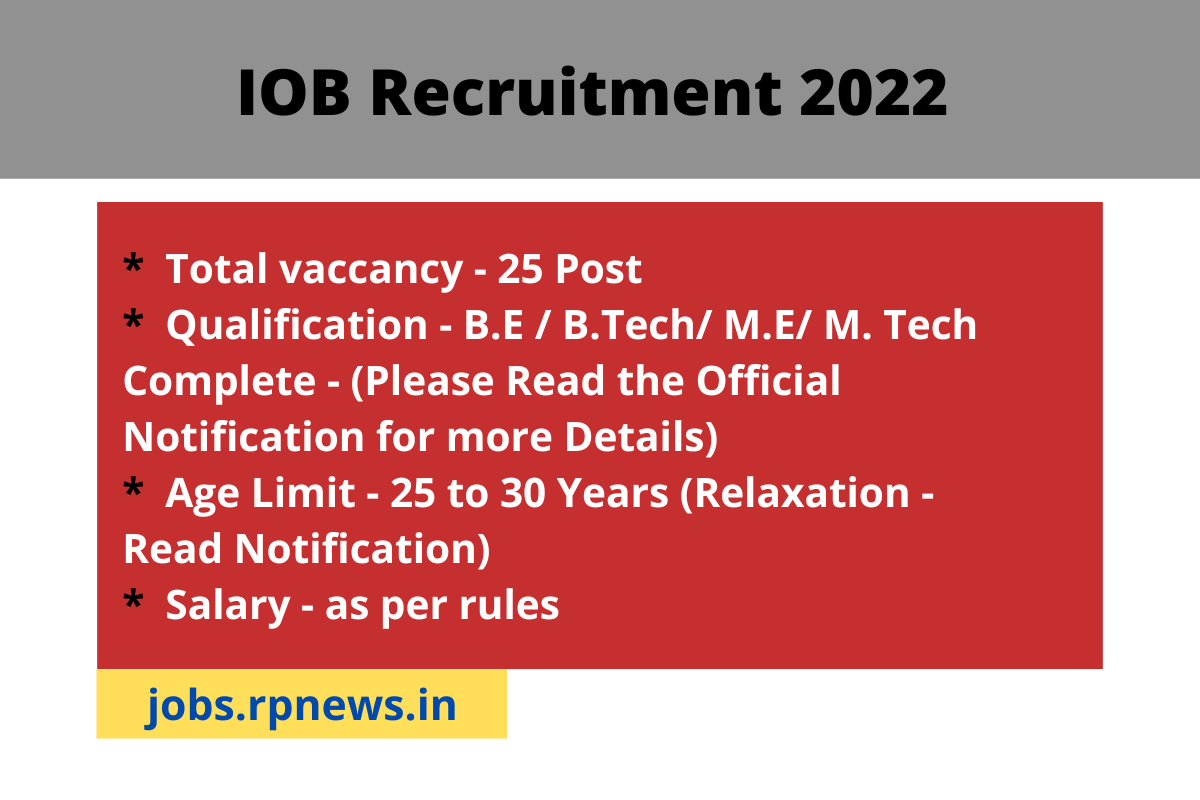 IOB Recruitment 2022